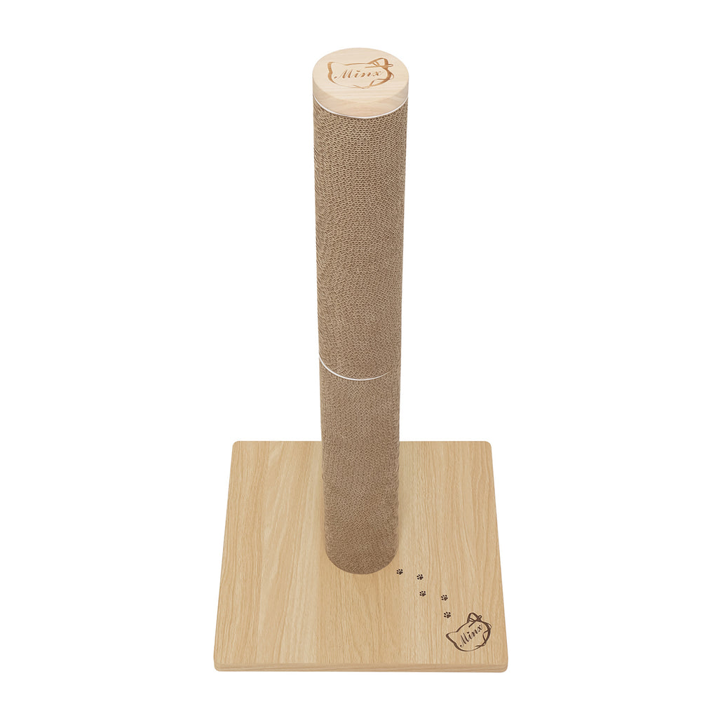 Minx Alto Cat Scratcher Deluxe Timber And Recycled Cardboard Refillable Scratching Post For Cats