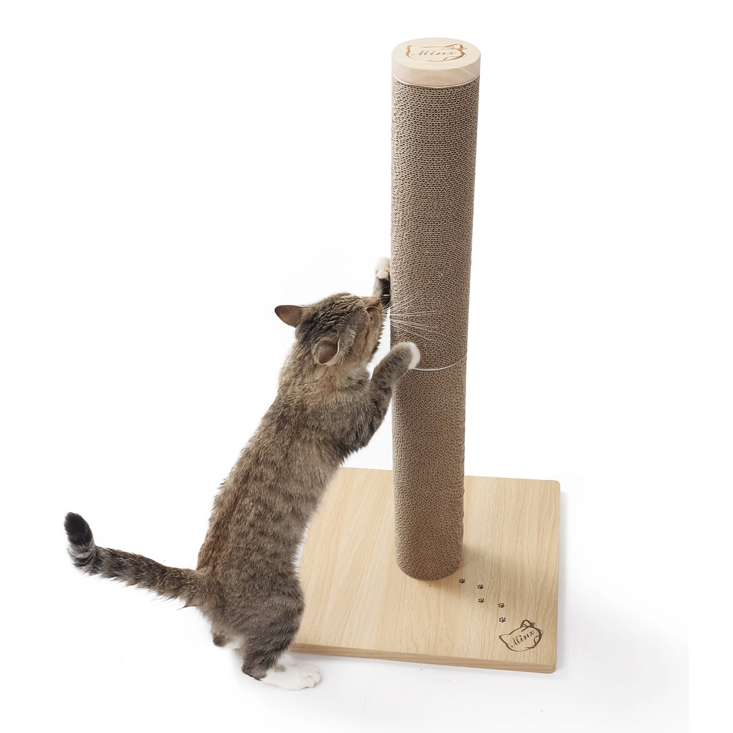 Minx Alto Cat Scratcher Deluxe Timber And Recycled Cardboard Refillable Scratching Post For Cats