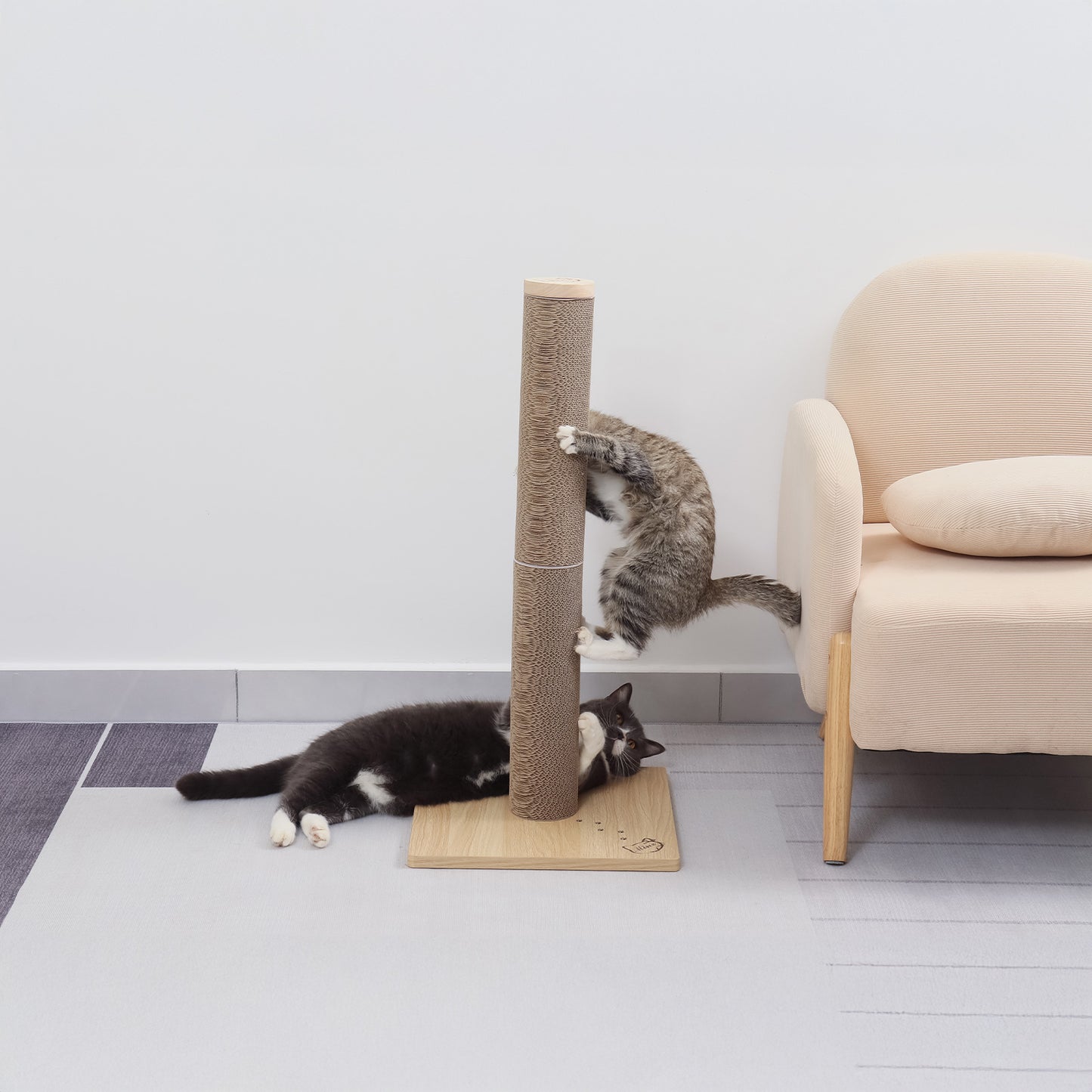 Minx Alto Cat Scratcher Deluxe Timber And Recycled Cardboard Refillable Scratching Post For Cats