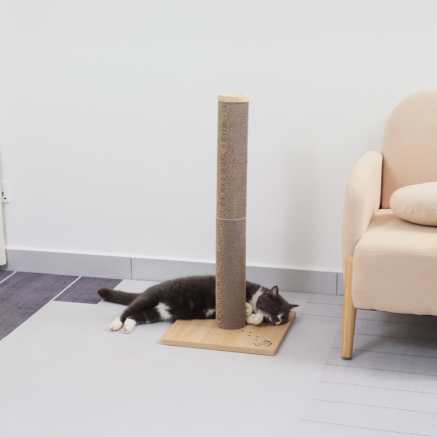 Minx Alto Cat Scratcher Deluxe Timber And Recycled Cardboard Refillable Scratching Post For Cats