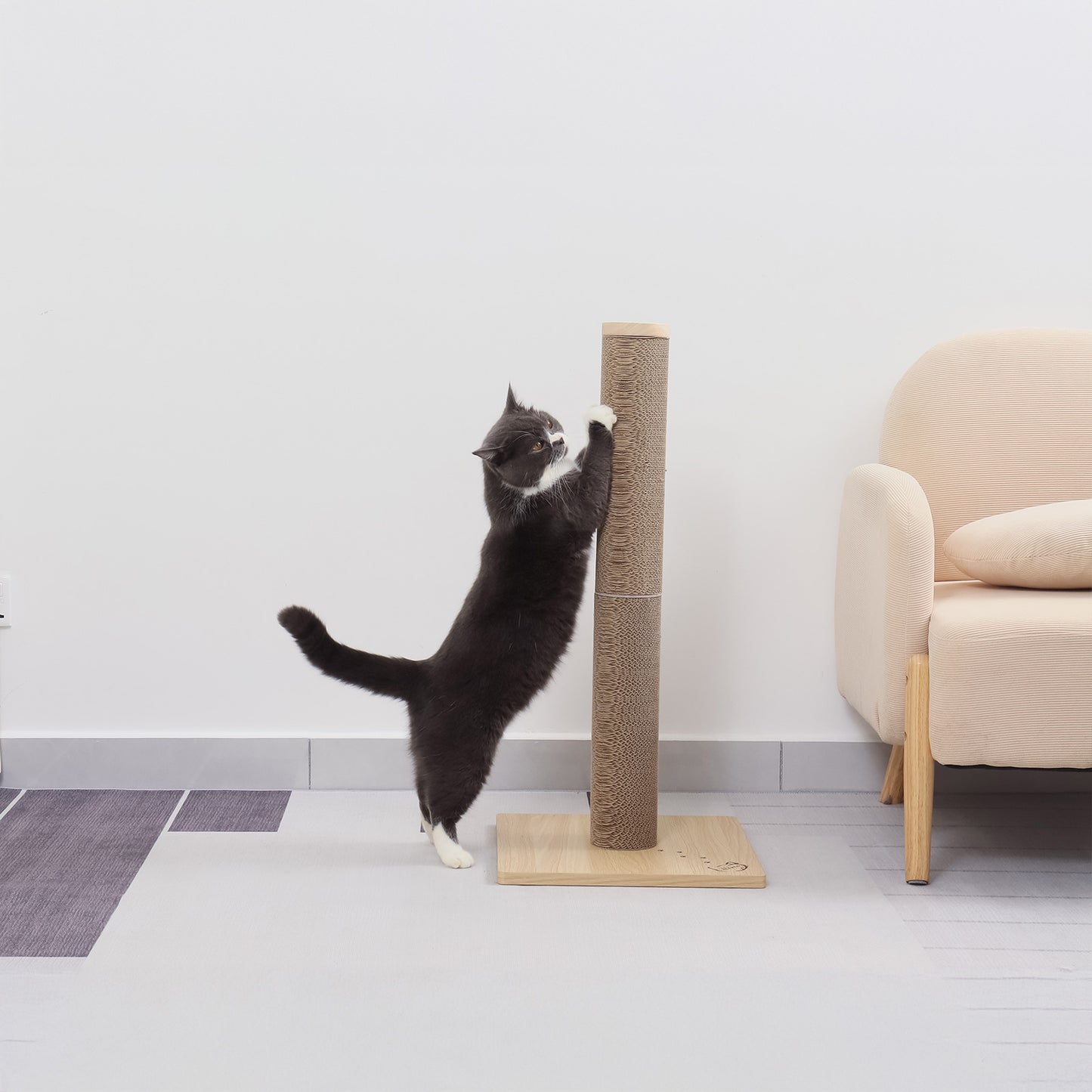 Minx Alto Cat Scratcher Deluxe Timber And Recycled Cardboard Refillable Scratching Post For Cats