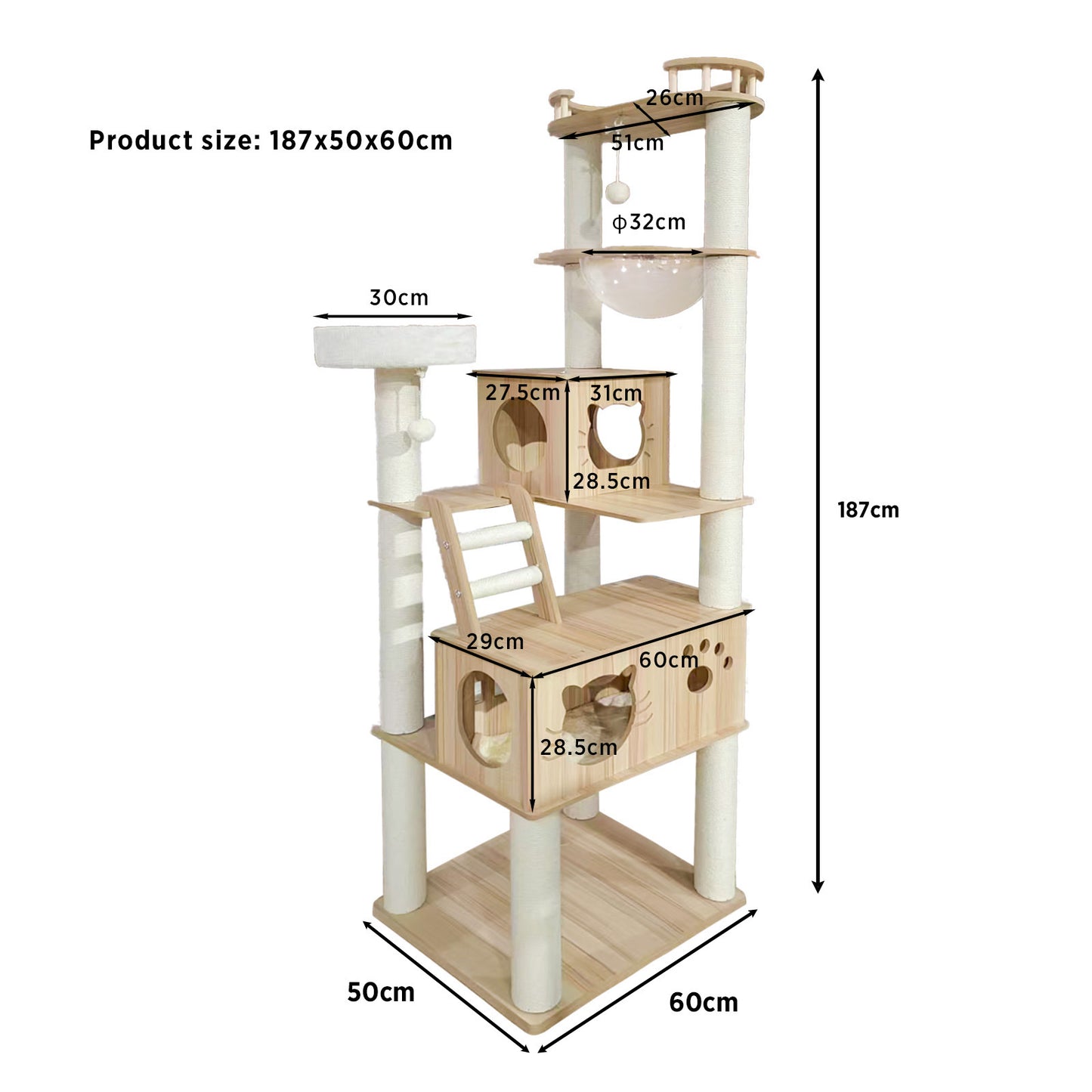 Minx Sky Terrace Deluxe Multi Level Easy Care Scratcher Tree For Cats